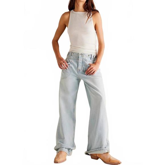 FREE PEOPLE Denim - NEW FREE PEOPLE palmer cuffed jeans in daydream blue